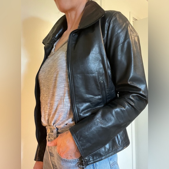 M0851 Black Fitted Leather Jacket - Picture 14 of 14